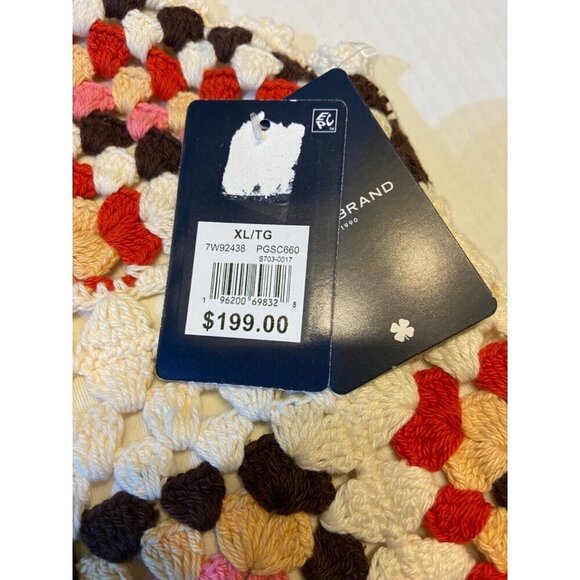 Lucky Brand Women Mini Dress XLARGE‎ Pink Granny Square Crochet Knit Boho Cotton - Picture 4 of 15